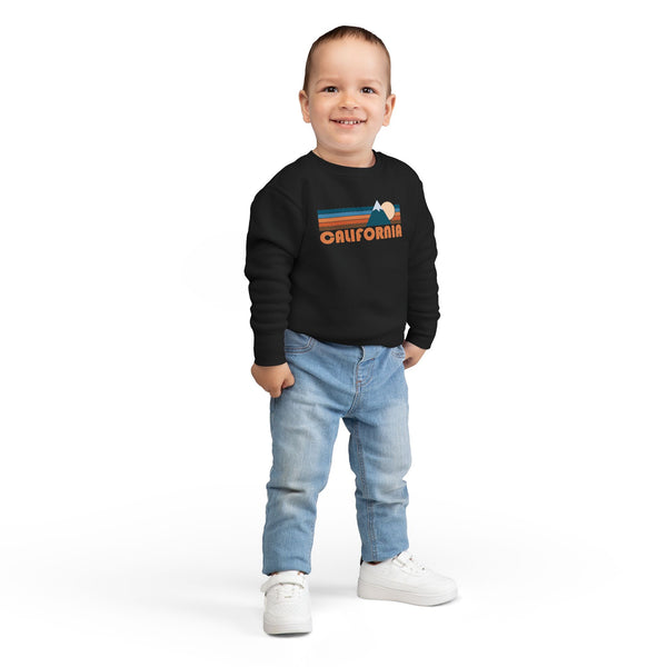 California Toddler Sweatshirt - Retro Mountain California Toddler Crewneck Sweatshirt