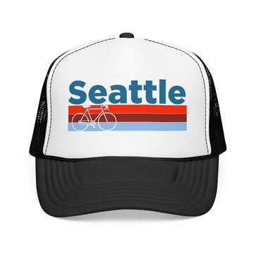 Buy black-white Seattle, Washington Trucker Hat - Foam Seattle Bike Cap