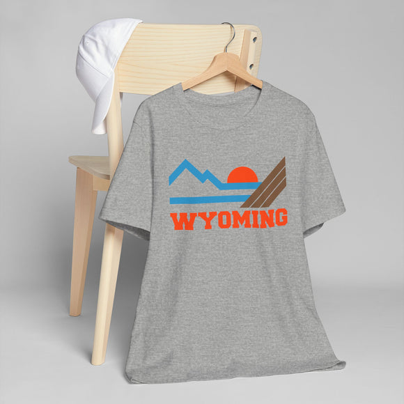 Wyoming Retro Mountains Sunset T-Shirt | Vintage Wyoming Tee