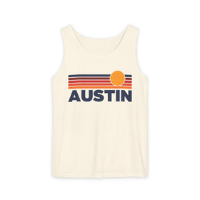 Austin, Texas Retro Sunstripe Tank Top | Comfort Colors - 100% Cotton - 0
