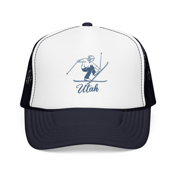 Buy navy-white-navy Utah Snow Ski Trucker Hat — Retro Skier Foam Cap