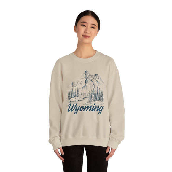 Wyoming Sweatshirt - Mountain Illustration Graphic Crewneck