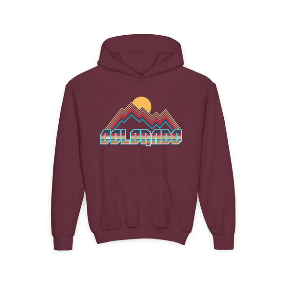 Colorado Youth Hoodie - Retro Mountain Colorado Youth Sweatshirt