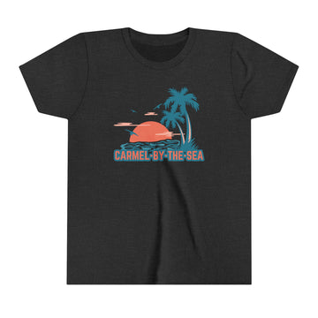 Buy dark-grey-heather Carmel by the Sea, California Youth Shirt - Retro Palm Tree Carmel by the Sea Kid's T-Shirt