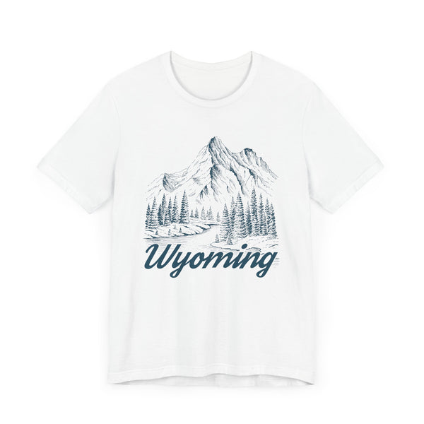 Wyoming Graphic Tee - Mountain Illustration Wyoming T Shirt