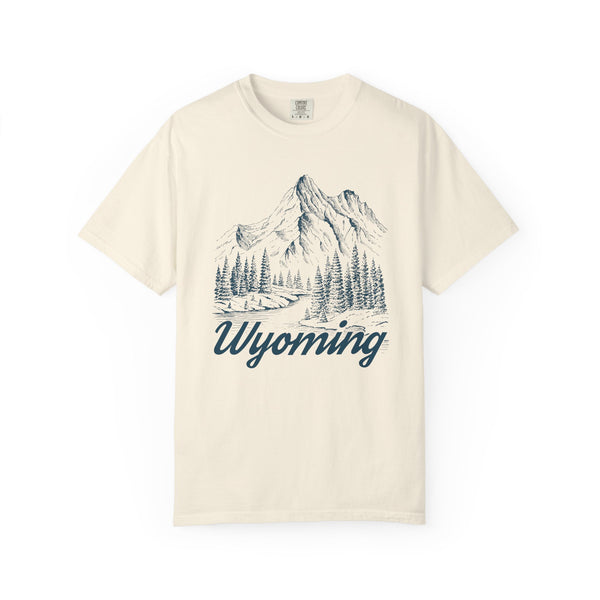 Wyoming Graphic Tee - Mountain Illustration Wyoming T Shirt