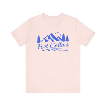 Buy soft-pink Fort Collins, Colorado T-Shirt - Retro Mountain Unisex Fort Collins Shirt - Pine Treeline