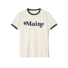 Maine Cotton Ringer Graphic Tee - Unisex Maine T Shirt, Vintage Style Tee, Men's/Women's Tee