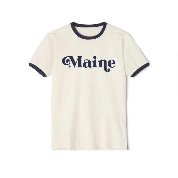 Maine Cotton Ringer Graphic Tee - Unisex Maine T Shirt, Vintage Style Tee, Men's/Women's Tee