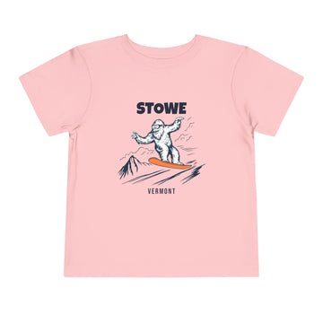 Buy pink Stowe, Vermont Yeti Snowboard Toddler Tee