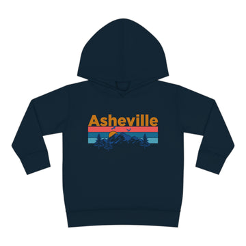 Asheville Toddler Hoodie - Retro Mountain Sun Unisex Asheville Toddler Sweatshirt
