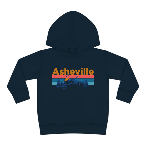 Asheville Toddler Hoodie - Retro Mountain Sun Unisex Asheville Toddler Sweatshirt