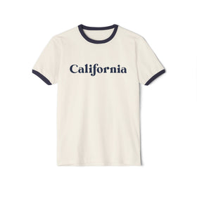 California Cotton Ringer Graphic Tee - Unisex California T Shirt, Vintage Style Tee, Men's/Women's Tee