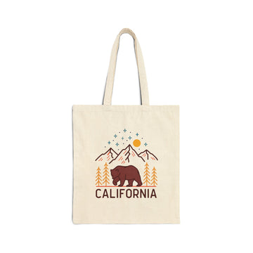 California Tote Bag - Cotton Canvas California Bag - Grizzly Mountain
