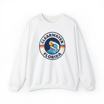 Clearwater, Florida Sweatshirt - Unisex Crewneck Clearwater Sweatshirt - Wave Circle
