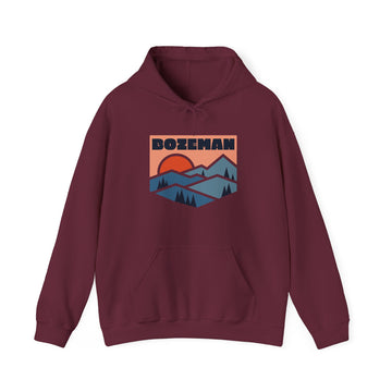 Buy maroon Bozeman, Montana Hoodie - Unisex Mountain Bozeman Hoodie Graphic Sweatshirt