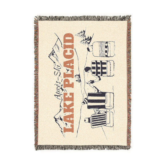 Lake Placid, New York Ski Town Throw Blanket | Mountain Woven Blanket