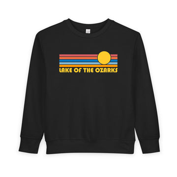 Buy black Lake of the Ozarks, Missouri Toddler Sweatshirt - Retro Sun Lake of the Ozarks Toddler Crewneck Sweatshirt