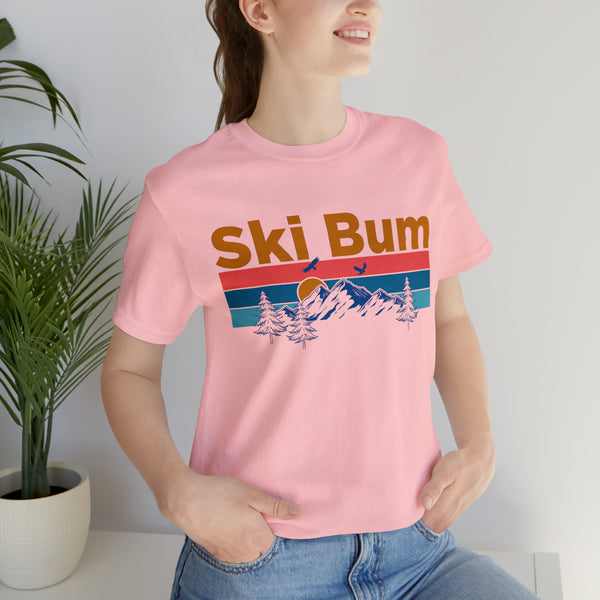 Ski Bum T-Shirt - Mountain Sunset Unisex Ski Bum Shirt