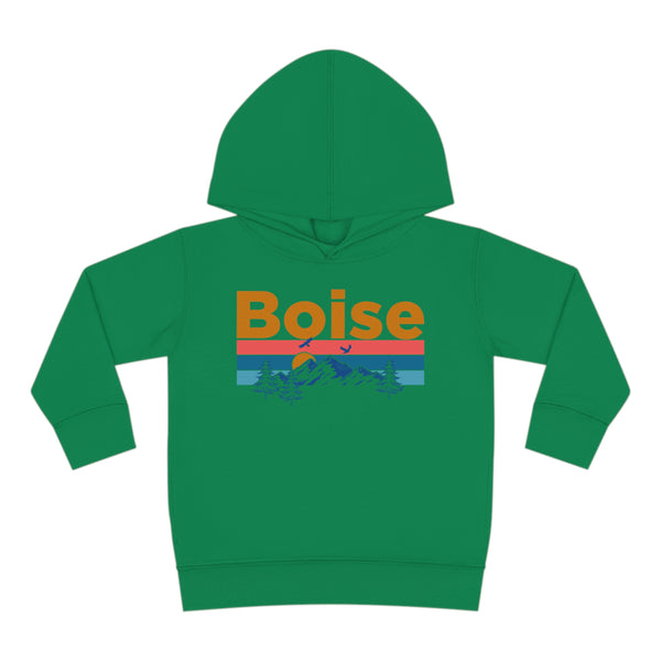 Boise Toddler Hoodie - Retro Mountain Sun Unisex Boise Toddler Sweatshirt