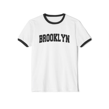Buy white-black Brooklyn, New York Cotton Ringer Graphic Tee - Unisex Brooklyn T Shirt, Vintage Style Tee, Men's/Women's Tee