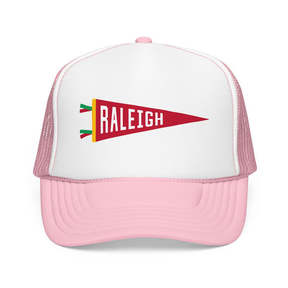 Raleigh, North Carolina Pennant Trucker Hat — Retro Flag Foam Cap