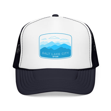 Buy navy-white-navy Salt Lake City, Utah Trucker Hat - Foam Mountain Cap