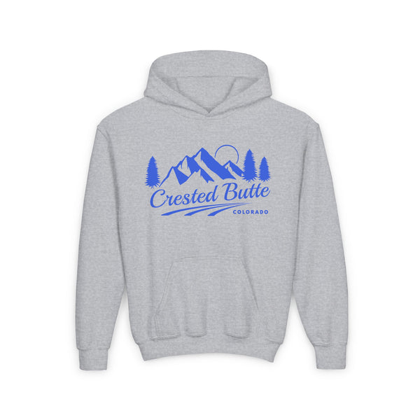 Retro Crested Butte, Colorado Youth Hoodie - Mountain Crested Kids Sweatshirt, Cute Crested Butte, Colorado Children's Pullover
