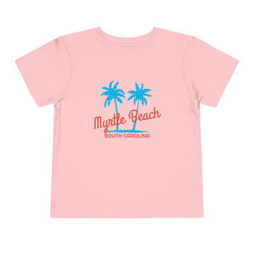 Buy pink Myrtle Beach, South Carolina Toddler T-Shirt - Retro Palm Tree Toddler Myrtle Beach Shirt