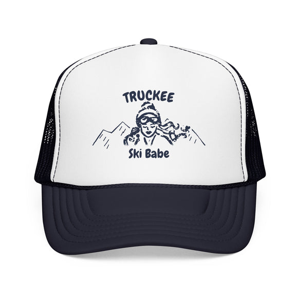 Truckee, California Ski Babe Trucker Hat — Foam Mesh Cap