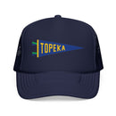Topeka, Kansas Pennant Trucker Hat — Retro Flag Foam Cap-1