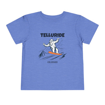 Buy heather-columbia-blue Telluride, Colorado Yeti Snowboard Toddler Tee