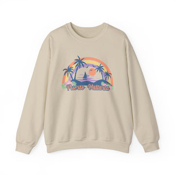 Buy sand Puerto Vallarta Sweatshirt - Unisex Retro Beach Puerto Vallarta Crewneck Sweatshirt