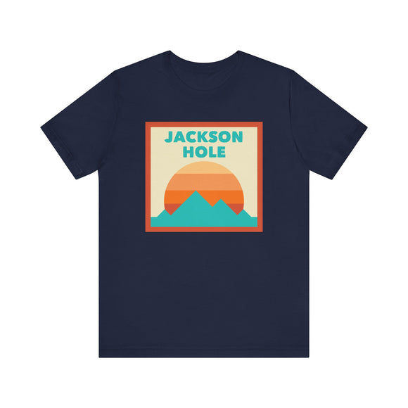 Retro Jackson Hole, Wyoming T-Shirt, Mountain Sun Tee, Unisex Graphic Shirt, Vintage Jackson Hole, Wyoming Top, Outdoor Adventure Clothing
