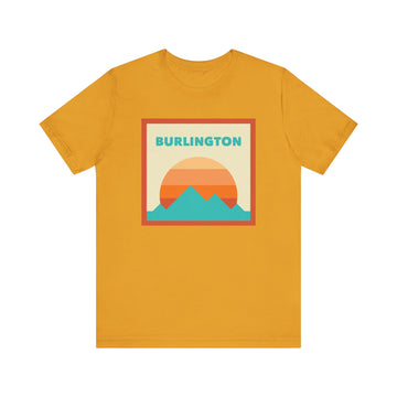 Buy mustard Retro Burlington, Vermont T-Shirt, Mountain Sun Tee, Unisex Graphic Shirt, Vintage Burlington, Vermont Top, Outdoor Adventure Clothing
