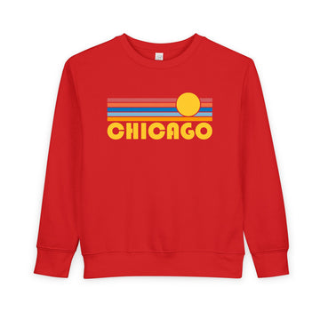Buy red Chicago, Illinois Toddler Sweatshirt - Retro Sun Chicago Toddler Crewneck Sweatshirt