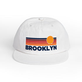 Brooklyn, New York retro sunset Surf Cap | vintage striped sun state hat