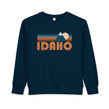 Buy navy Idaho Toddler Sweatshirt - Retro Mountain Idaho Toddler Crewneck Sweatshirt