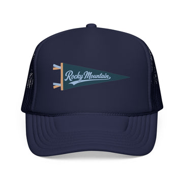 Rocky Mountain National Park Pennant Trucker Hat — Vintage Foam Mesh Cap - 0