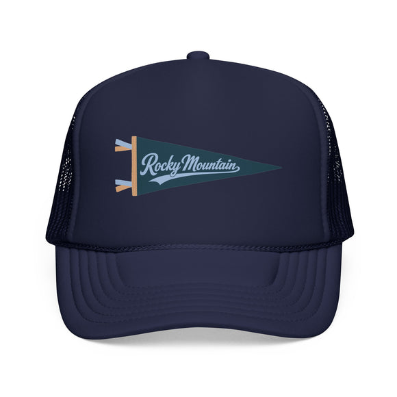 Rocky Mountain National Park Pennant Trucker Hat — Vintage Foam Mesh Cap
