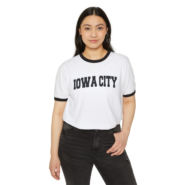 Iowa City, Iowa Cotton Ringer Graphic Tee - Unisex Iowa City T Shirt, Vintage Style Tee, Men's/Women's Tee