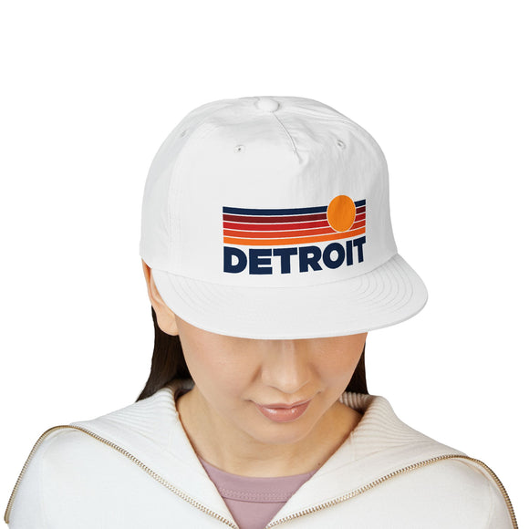 Detroit, Michigan retro sunset Surf Cap | vintage striped sun state hat
