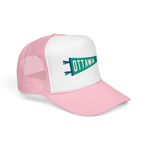 Ottawa, Ontario Pennant Trucker Hat — Retro Flag Foam Cap