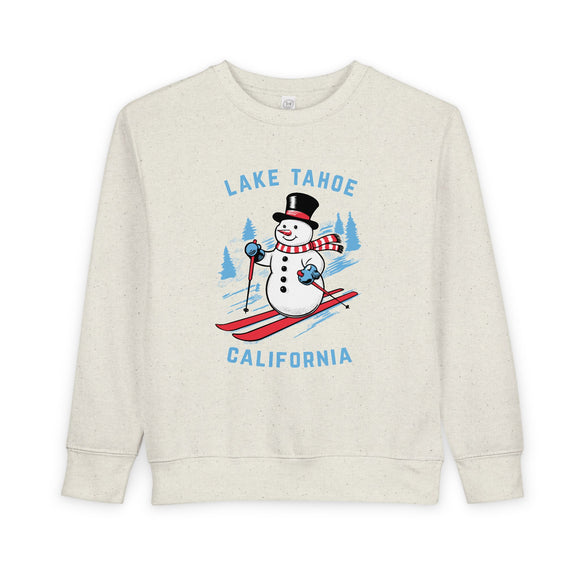 Lake Tahoe, California Toddler Sweatshirt - Skiing Snowman Lake Tahoe Toddler Crewneck Sweatshirt