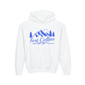 Retro Fort Collins, Colorado Youth Hoodie - Mountain Fort Collins, Colorado Kids Sweatshirt, Cute Fort Collins, Colorado Children's Pullover