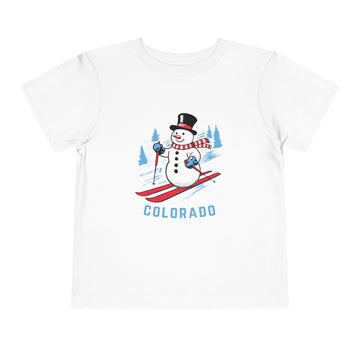 Colorado Toddler Skiing Snowman Graphic Tee - Kids Colorado T-Shirt
