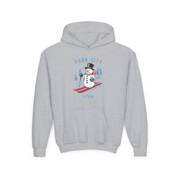 Park City, Utah Youth Hoodie - Skiing Snowman Kids Park City Hooded Sweatshirt