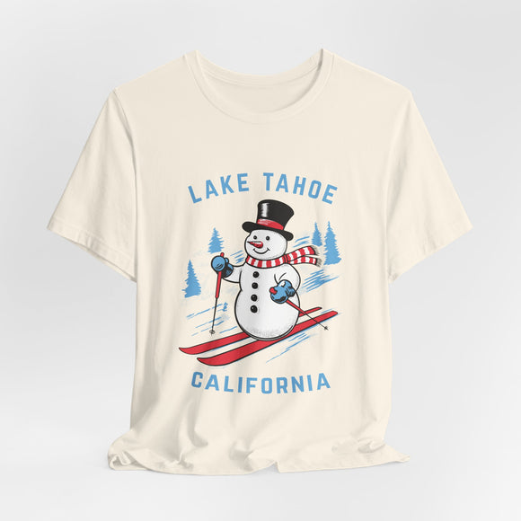 Lake Tahoe, California T Shirt - Ski Snowman Graphic Tee
