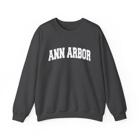 Buy dark-heather Ann Arbor, Michigan Sweatshirt - Unisex Graphic Crewneck