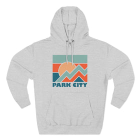 Buy heather-grey Park City, Utah Hoodie - Retro Mountain Unisex Sweatshirt
